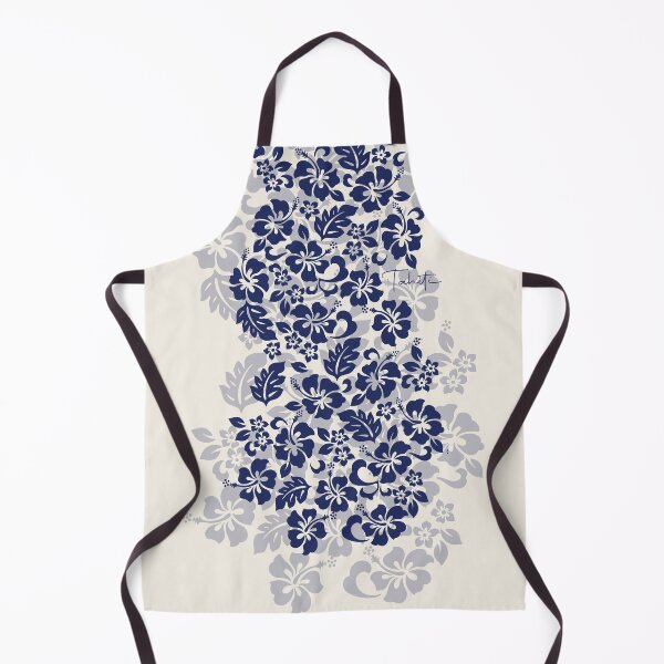 Item preview, Tifaifai Hibiscus – Navy on Cream Floral Print designed and sold by CreaTahiti.