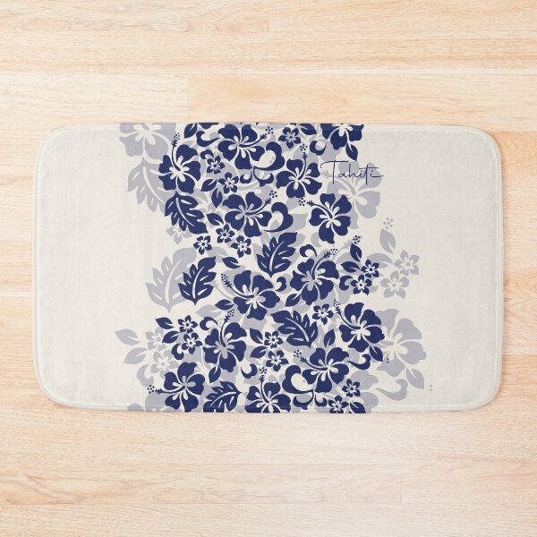 Item preview, Tifaifai Hibiscus – Navy on Cream Floral Print designed and sold by CreaTahiti.
