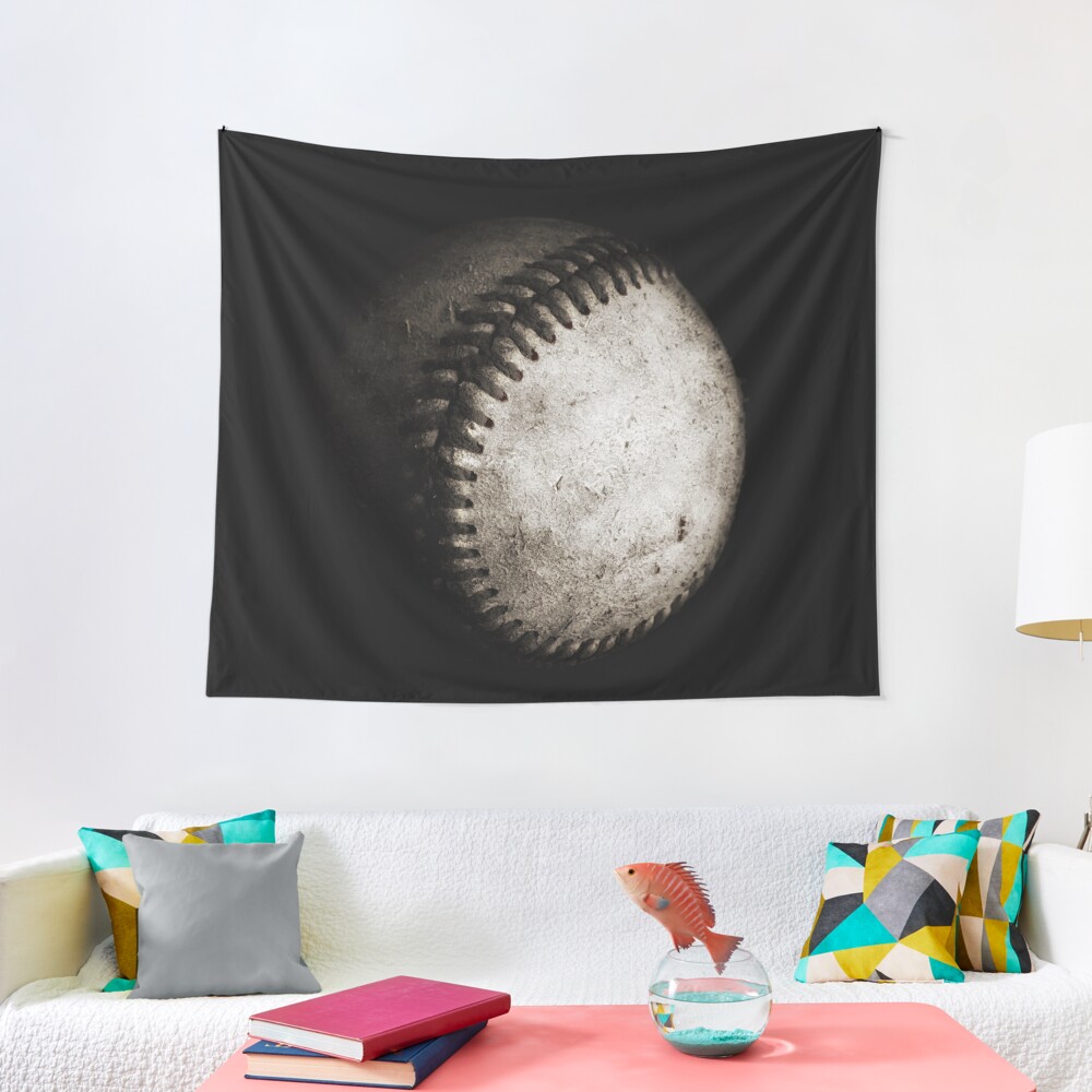 Battered Baseball in Black and White Tapestry