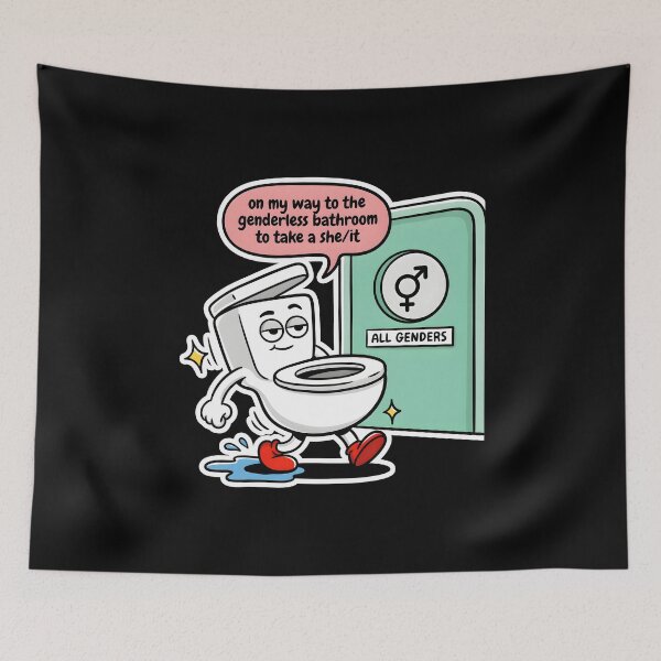 Item preview, On My Way to The Genderless Bathroom to Take a She/It Funny Meme Wordplay designed and sold by Redgiant87x.