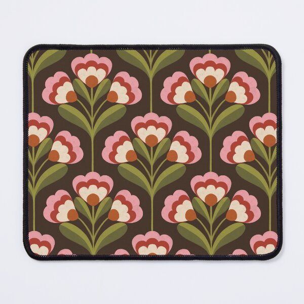 Item preview, Retro 70s Folk Floral Pattern in Chocolate Brown & Olive designed and sold by Illustrated by Nat.
