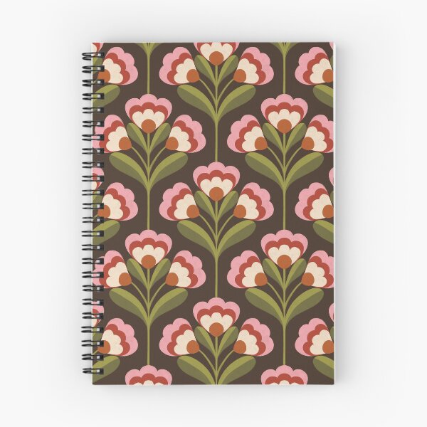 Item preview, Retro 70s Folk Floral Pattern in Chocolate Brown & Olive designed and sold by Illustrated by Nat.