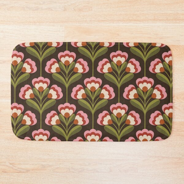 Item preview, Retro 70s Folk Floral Pattern in Chocolate Brown & Olive designed and sold by Illustrated by Nat.