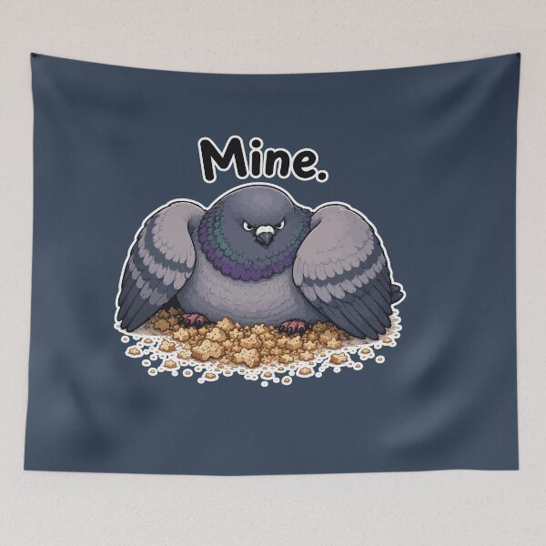 Item preview, Mine Funny Pigeon Sticker – Angry Bird Guarding Bread Crumbs designed and sold by SimplePoDesign.