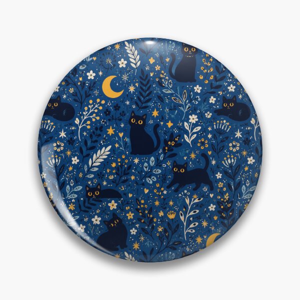 Item preview, Black Cats Moonlit Botanical Night Pattern designed and sold by Moizento.