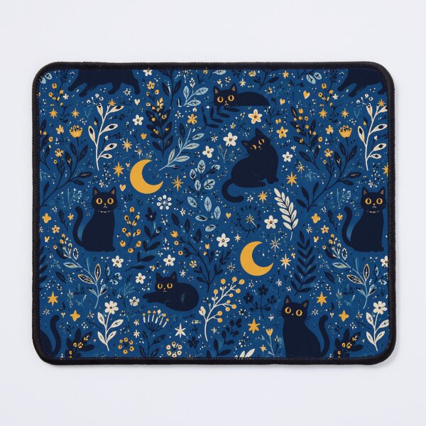 Item preview, Black Cats Moonlit Botanical Night Pattern designed and sold by Moizento.