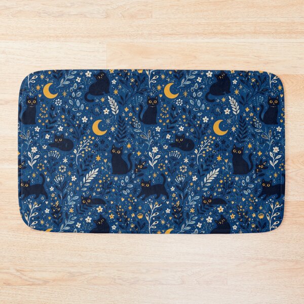 Item preview, Black Cats Moonlit Botanical Night Pattern designed and sold by Moizento.