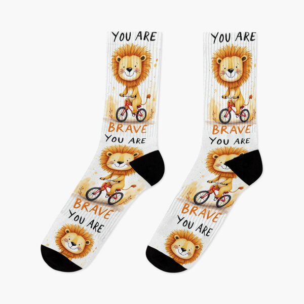 Item preview, You Are Brave - Cute Lion Riding Bicycle Kids Affirmation designed and sold by By Nayla.