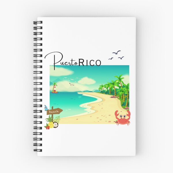 Item preview, Puerto Rico Tropical Beach Scene - Lighthouse & Palm Trees Illustration designed and sold by DonnaRaine.