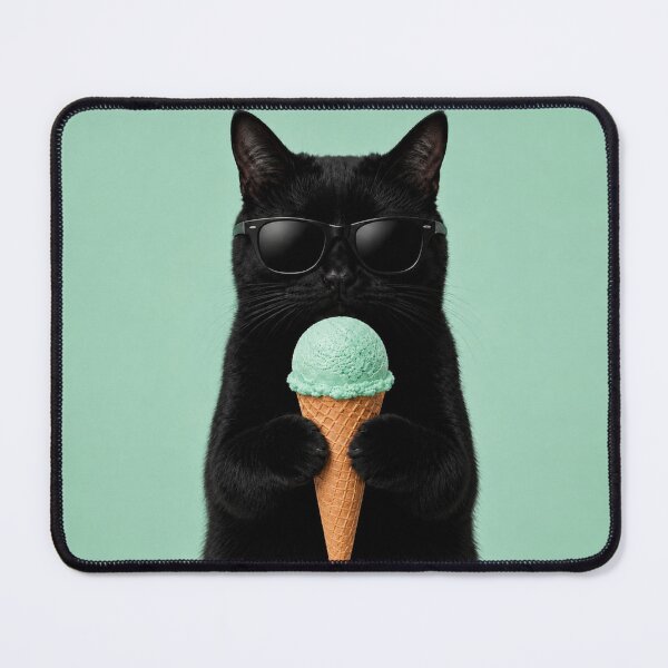 Item preview, Cool Cat with Mint Ice Cream designed and sold by LittleGinnyArt.