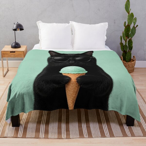 Item preview, Cool Cat with Mint Ice Cream designed and sold by LittleGinnyArt.