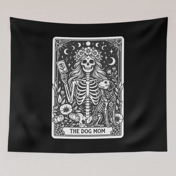 Item preview, Dog Mom Skeleton Tarot Card Floral Gothic Art designed and sold by SiarheiYur.