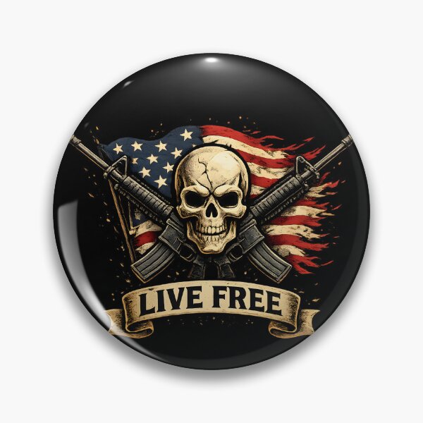 Item preview, American Skull Live Free Patriotic Design designed and sold by CreativeMindsetLab.