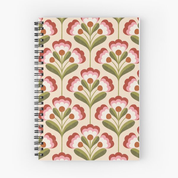 Item preview, Retro 70s Folk Floral Pattern in Cream Linen & Olive designed and sold by Illustrated by Nat.