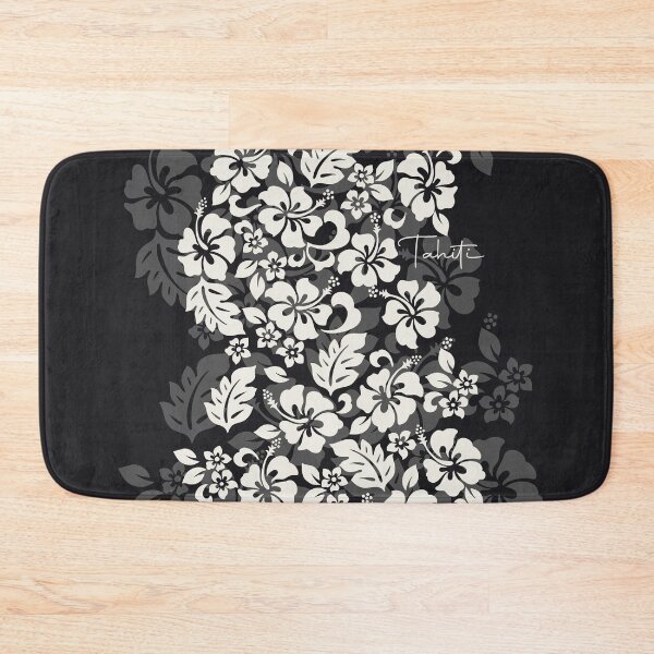 Item preview, Tifaifai Hibiscus – Black Hawaiian Floral Print designed and sold by CreaTahiti.