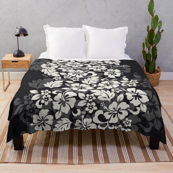 Item preview, Tifaifai Hibiscus – Black Hawaiian Floral Print designed and sold by CreaTahiti.