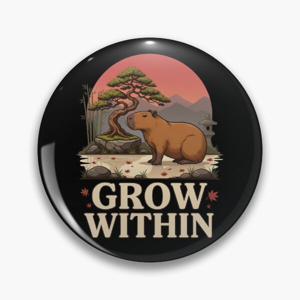 Item preview, Grow Within Capybara – Vintage Zen Bonsai Nature Design designed and sold by No Excuses Supply.