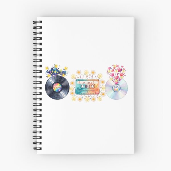 Item preview, Retro Music Collection Vinyl Cassette CD Watercolor Summer Vibes Illustration designed and sold by VibranPalette.