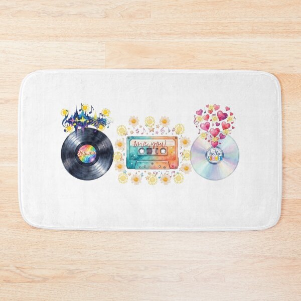 Item preview, Retro Music Collection Vinyl Cassette CD Watercolor Summer Vibes Illustration designed and sold by VibranPalette.