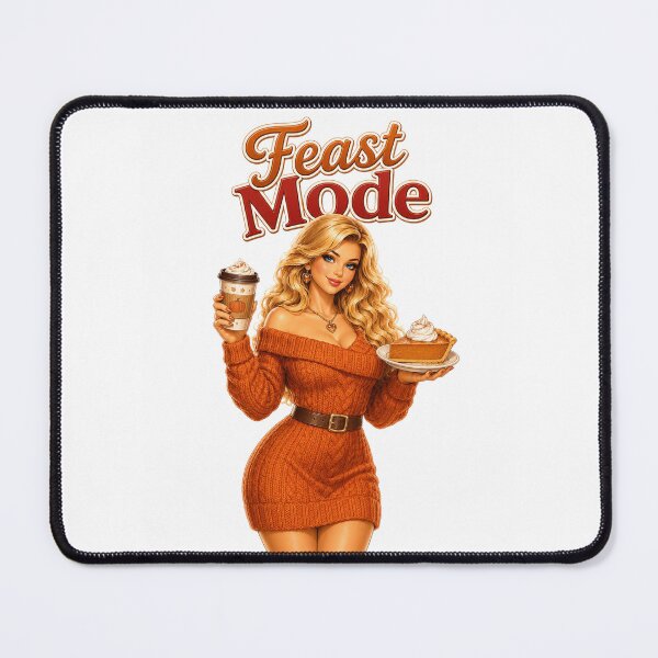 Item preview, Feast Mode Funny Thanksgiving Girl Cozy Autumn Pumpkin Pie & Latte designed and sold by RoPrincess.