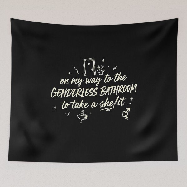 Item preview, On My Way to The Genderless Bathroom to Take a She/It Funny Quote for Pun Lovers designed and sold by Redgiant87x.