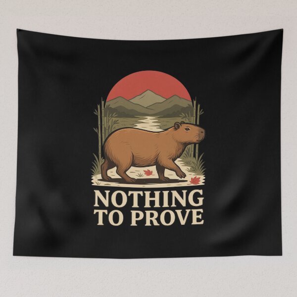 Item preview, Nothing to Prove Capybara – Vintage Stoic Nature Design designed and sold by No Excuses Supply.