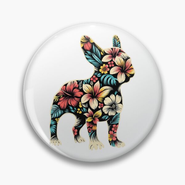 Item preview, Floral French Bulldog Tropical Hibiscus Botanical Art designed and sold by SiarheiYur.
