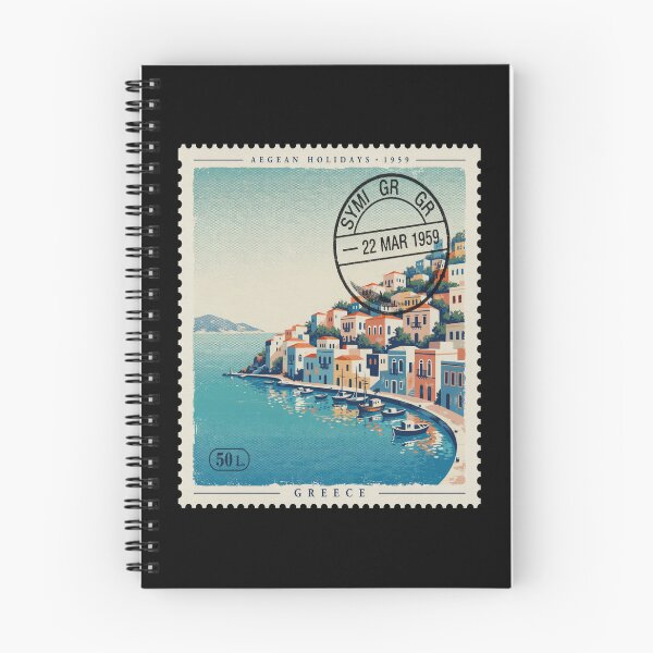Item preview, Symi Greece Neoclassical Harbor Aegean Postage Stamp Sticker designed and sold by stickercuffs.