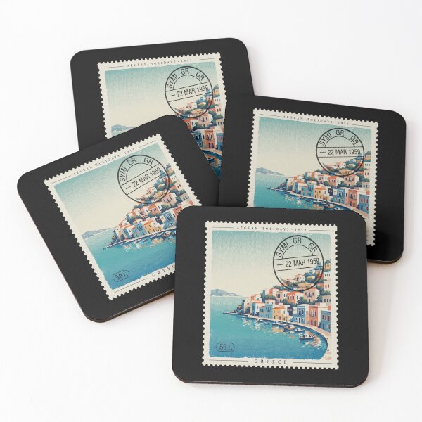 Item preview, Symi Greece Neoclassical Harbor Aegean Postage Stamp Sticker designed and sold by stickercuffs.