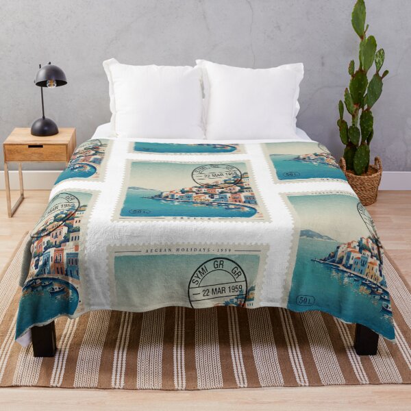 Item preview, Symi Greece Neoclassical Harbor Aegean Postage Stamp Sticker designed and sold by stickercuffs.