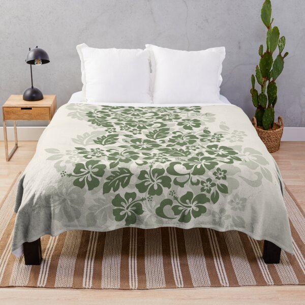 Item preview, Tifaifai Hibiscus – Sage Green Floral Print designed and sold by CreaTahiti.