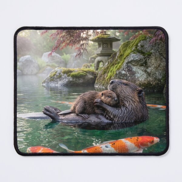 Item preview, Beaver and Her Baby Cuddle in Koi Pond designed and sold by Tridentulus.