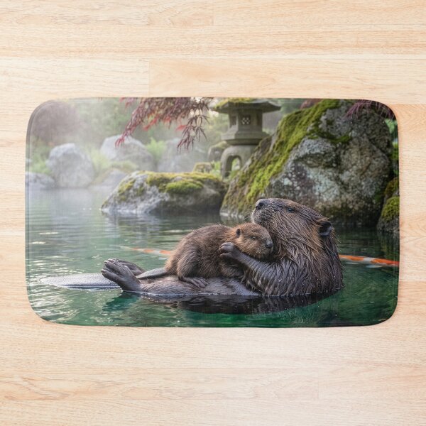 Item preview, Beaver and Her Baby Cuddle in Koi Pond designed and sold by Tridentulus.