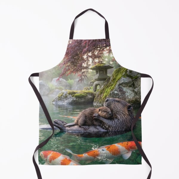 Item preview, Beaver and Her Baby Cuddle in Koi Pond designed and sold by Tridentulus.