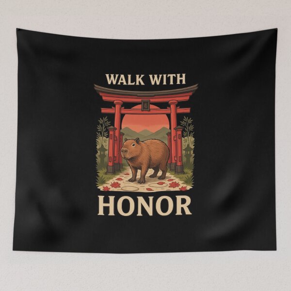 Item preview, Walk With Honor Capybara – Vintage Stoic Zen Design designed and sold by No Excuses Supply.