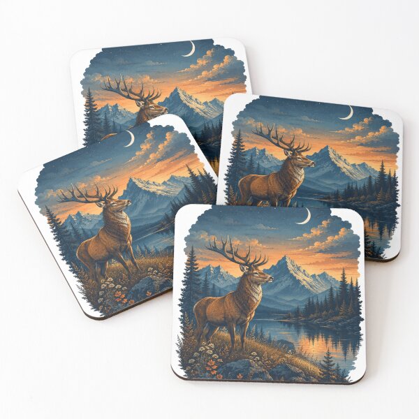 Item preview, Stag Beneath the Evening Moon designed and sold by illustraAI.