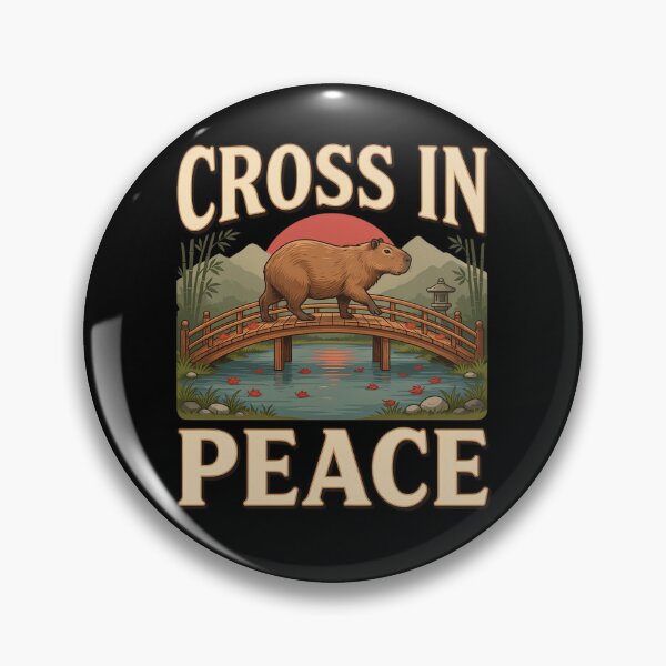 Item preview, Cross in Peace Capybara – Vintage Zen Bridge Nature Design designed and sold by No Excuses Supply.