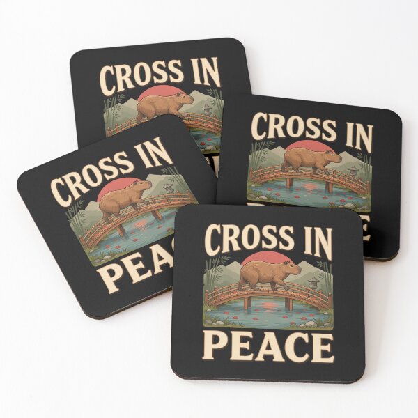 Item preview, Cross in Peace Capybara – Vintage Zen Bridge Nature Design designed and sold by No Excuses Supply.