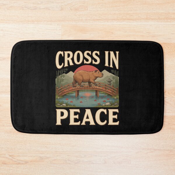 Item preview, Cross in Peace Capybara – Vintage Zen Bridge Nature Design designed and sold by No Excuses Supply.