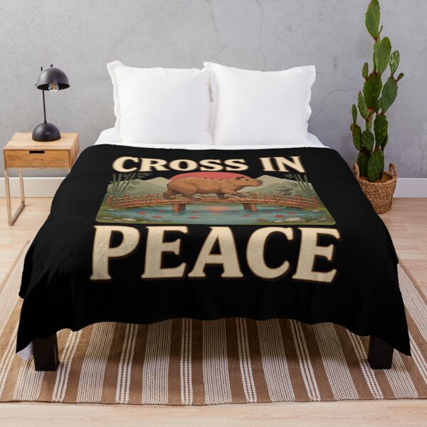 Item preview, Cross in Peace Capybara – Vintage Zen Bridge Nature Design designed and sold by No Excuses Supply.