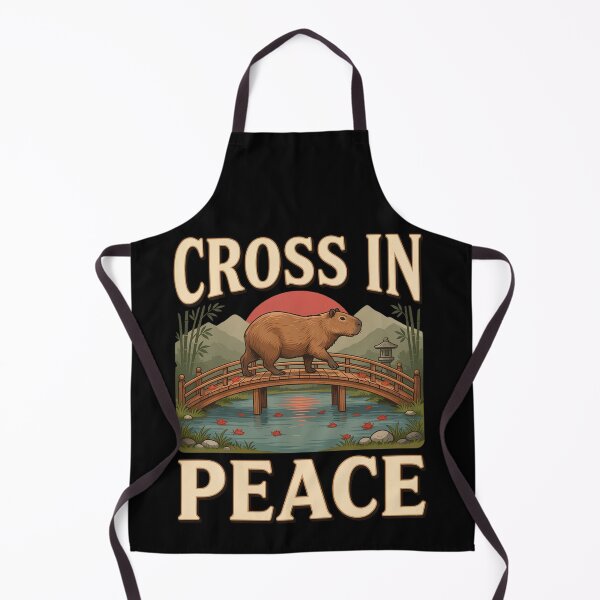 Item preview, Cross in Peace Capybara – Vintage Zen Bridge Nature Design designed and sold by No Excuses Supply.