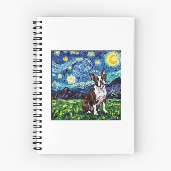 Item preview, Boston Terrier Starry Night Swirling Sky Art designed and sold by SiarheiYur.