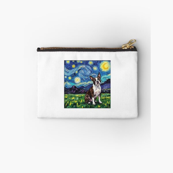 Item preview, Boston Terrier Starry Night Swirling Sky Art designed and sold by SiarheiYur.