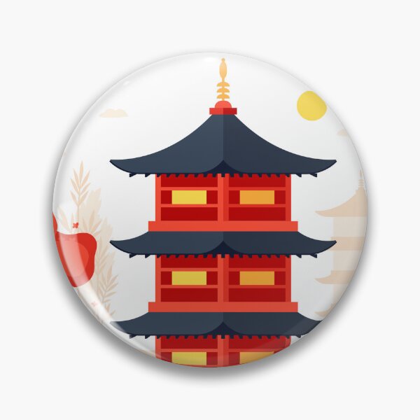 Item preview, Cute Flat Art Japanese Pagoda Landscape designed and sold by RiderSpoon.