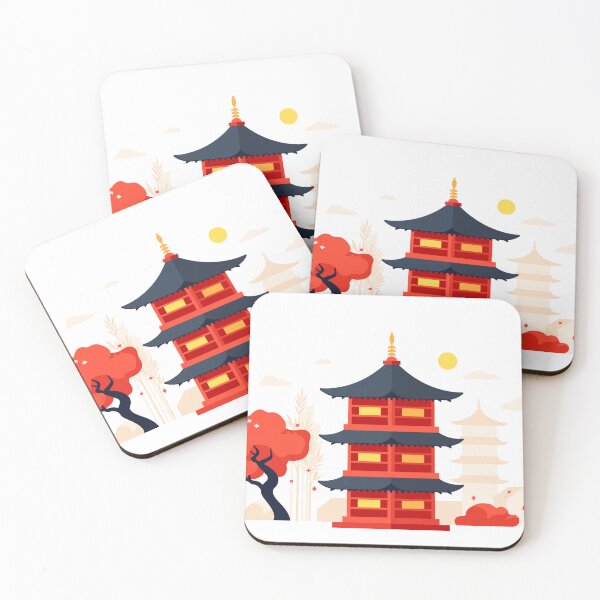 Item preview, Cute Flat Art Japanese Pagoda Landscape designed and sold by RiderSpoon.