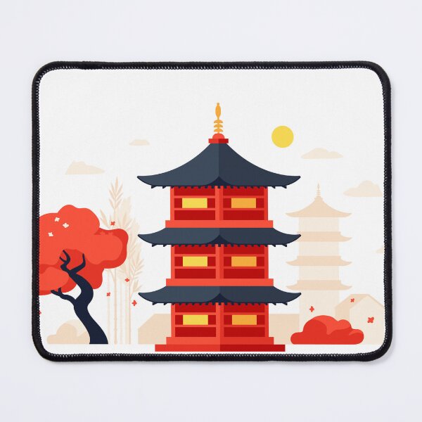 Item preview, Cute Flat Art Japanese Pagoda Landscape designed and sold by RiderSpoon.