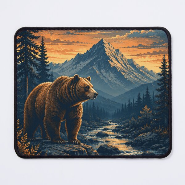 Item preview, Bear Along the Silver River designed and sold by illustraAI.