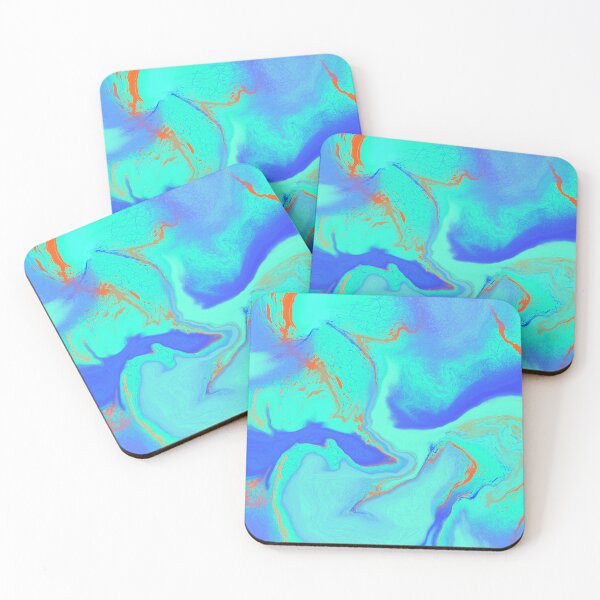 Item preview, Abstract Aqua and Blue Fluid with Orange Accents designed and sold by depictgore.