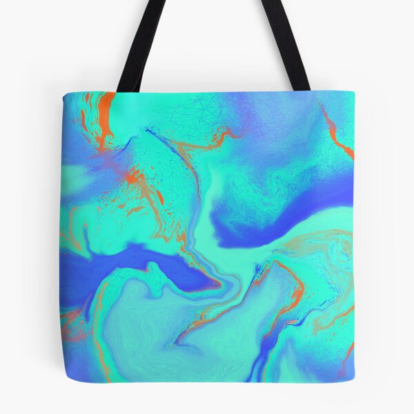 Item preview, Abstract Aqua and Blue Fluid with Orange Accents designed and sold by depictgore.