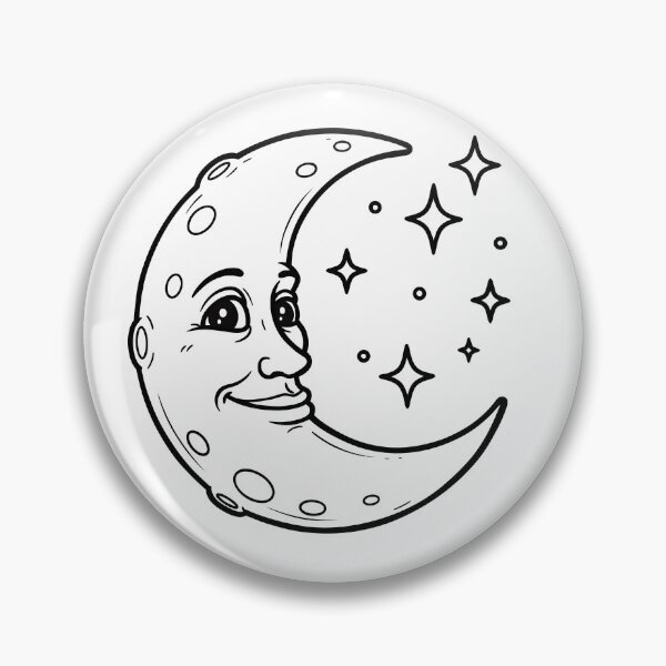 Item preview, Vintage Crescent Moon Face Line Art designed and sold by ArtPer-design.